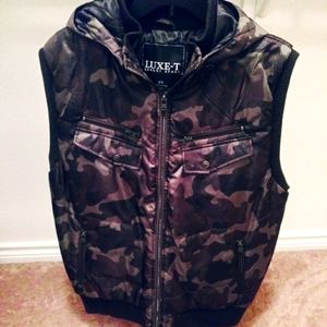 CAMOFLAUGE JACKET VEST with HOOD
